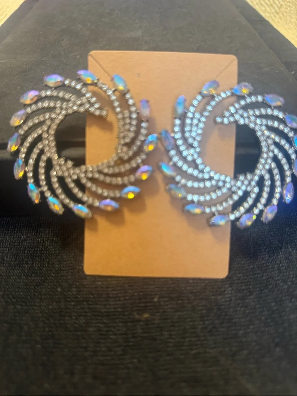 Iridescent Crystal Swirl Statement Earrings - Women Jewelry